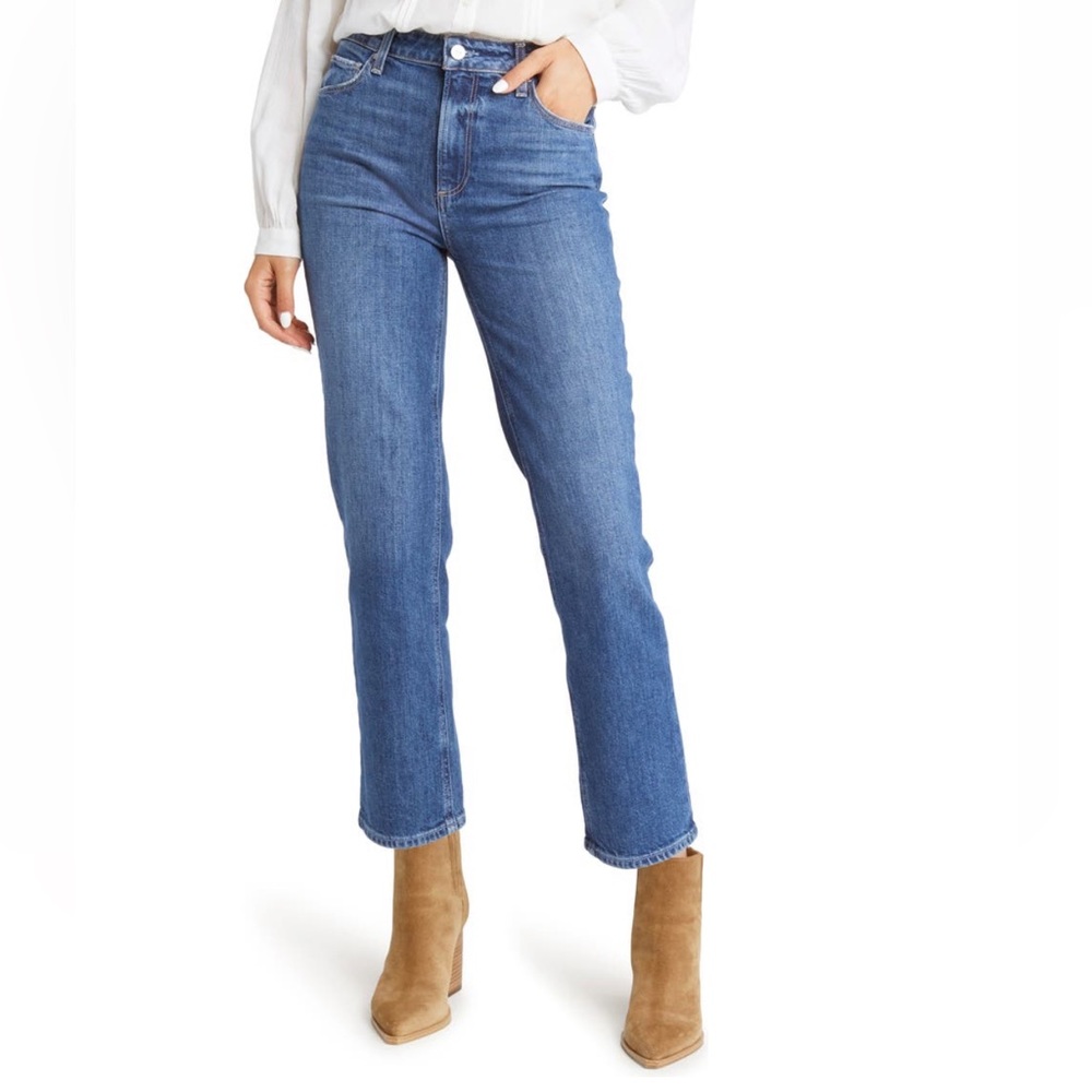 PAIGE Sarah High Waist Ankle Straight Leg Jeans
